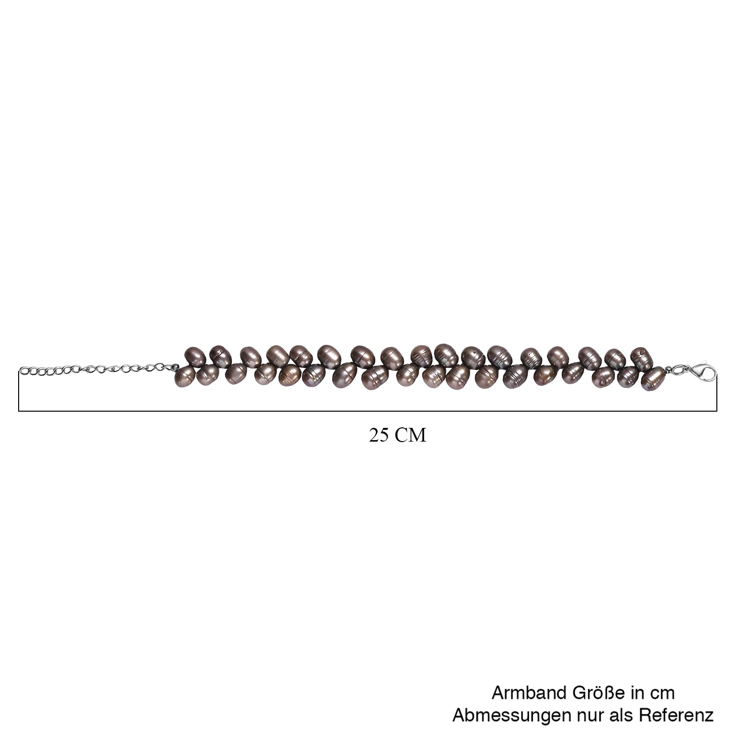 Süßwasserperlen-Armband, grau gefärbt, Tropfenform, ca. 19 cm, Edelstahl