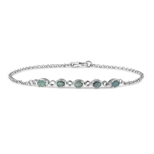 Alexandrit Armband ca. 19 cm 925 Silber rhodiniert ca. 0,92 ct.