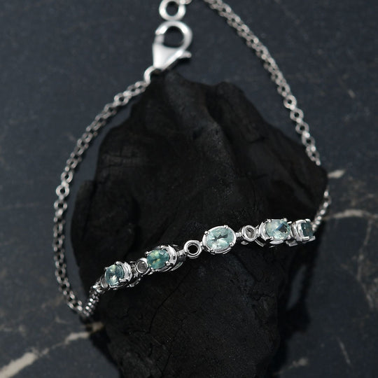Alexandrit Armband ca. 19 cm 925 Silber rhodiniert ca. 0,92 ct.