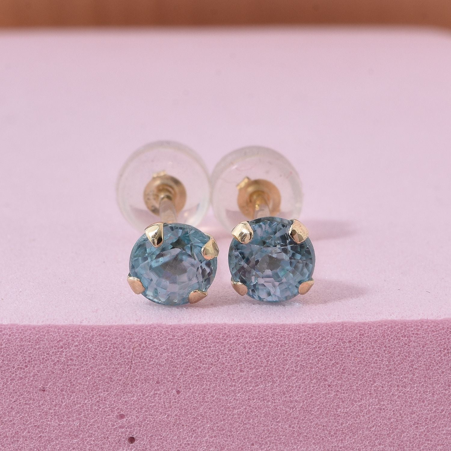 AAA Blauer Zirkon Ohrringe 375 Gold ca. 1,58 ct.