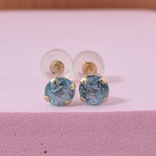 AAA Blauer Zirkon Ohrringe 375 Gold ca. 1,58 ct.