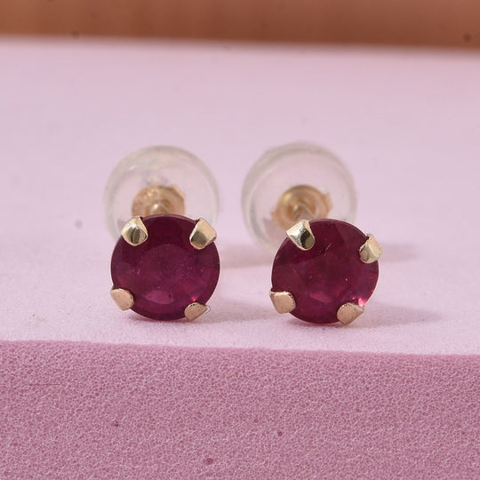 AAA Afrikanischer Rubin (Fissure gefüllt) Ohrringe 375 Gold ca. 1,57 ct.