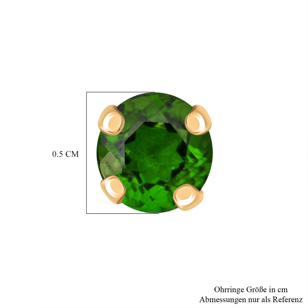 AAA natürliche Chromdiopsid Solitär Ohrringe in 375 Gold - 1,07 ct.