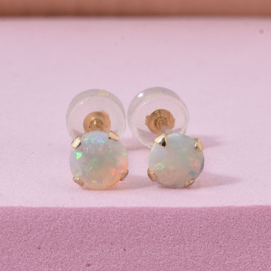 AAA Natürlicher, äthiopischer Welo Opal Ohrringe 375 Gold ca. 0,70 ct.