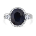Diffundierter blauer Saphir, Weißer Zirkon Ring 925 Silber rhodiniert (Größe 21.00) ca. 4.70 ct