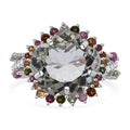AA Prasiolite, Mehrfarbig-Turmalin Ring 925 Silber rhodiniert (Größe 18.00) ca. 11,38 ct