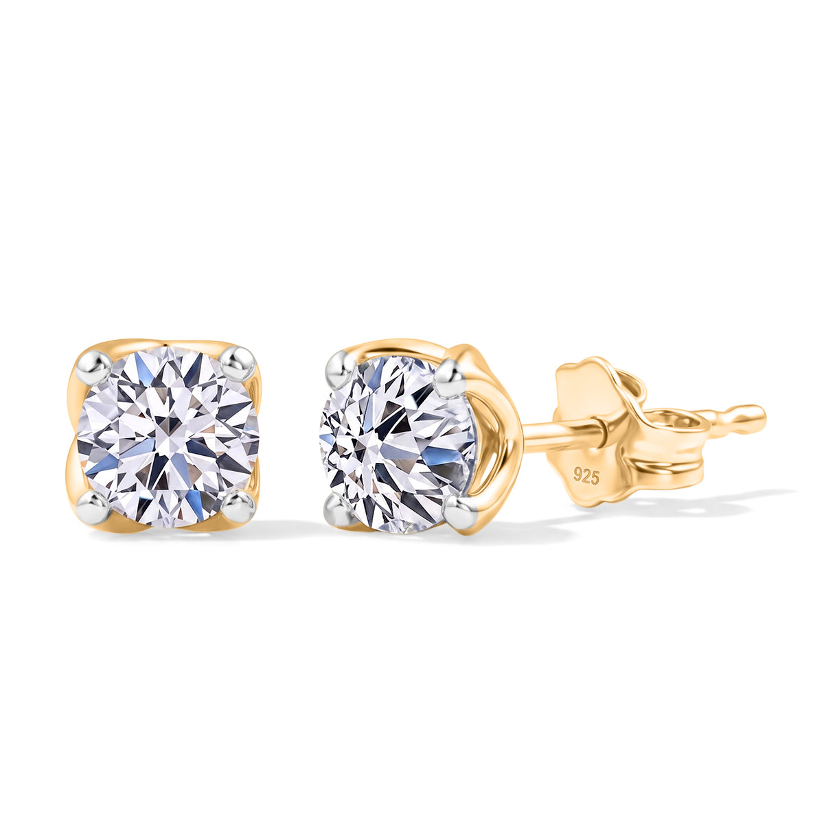 LUXURIANT DIAMOND - Lab Grown Diamant VS-EF SGL zertifiziert Ohrringe 925 Silber Gelbgold Vermeil ca. 0,50 ct.