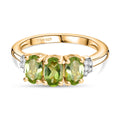 Natürlicher Peridot, Weißer Zirkon Ring 925 Silber vergoldet (Größe 17.00) ca. 1,55 ct