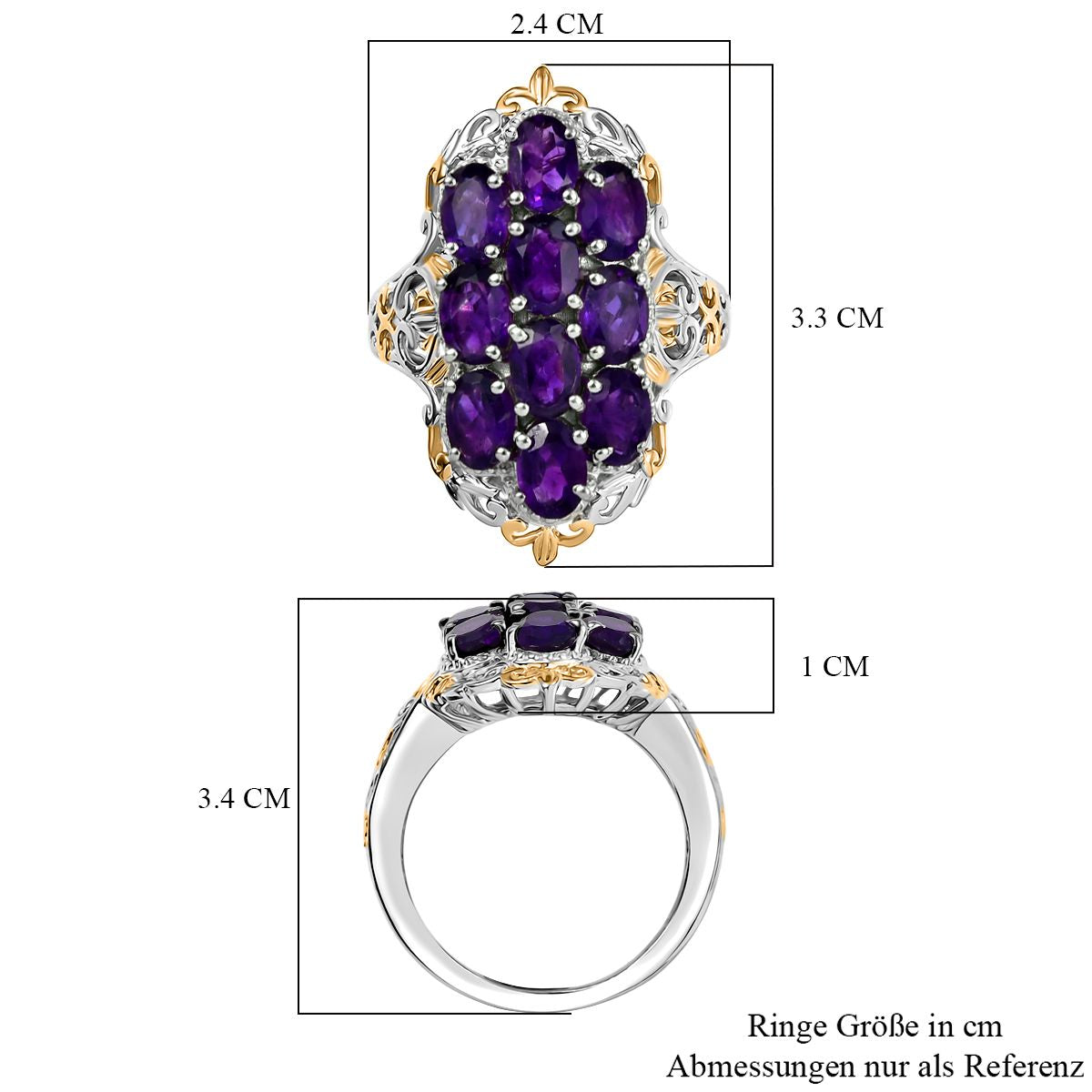 Afrikanischer Amethyst Ring Messing (Größe 18.00) ca. 4,70 ct