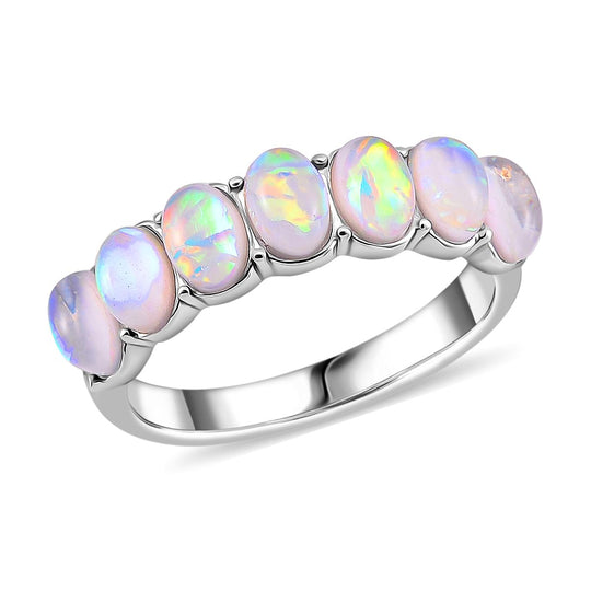 Künstlicher Weißer Opal Ring, 316L Edelstahl (Größe 20.00)