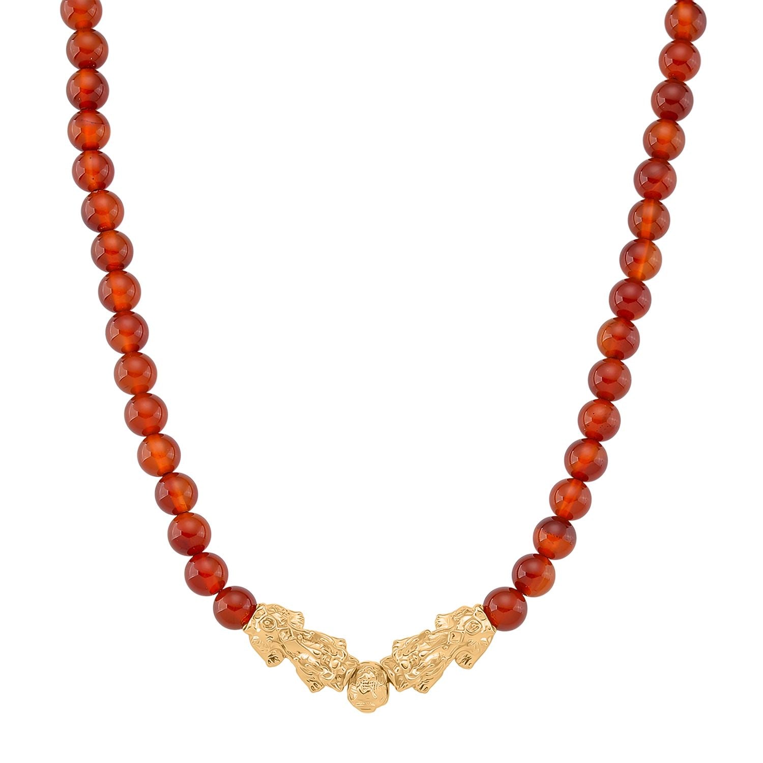 Roter Achat Halskette ca. 45 cm+3.75 cm Extender, Standard gelb vergoldet ca. 330.00 ct