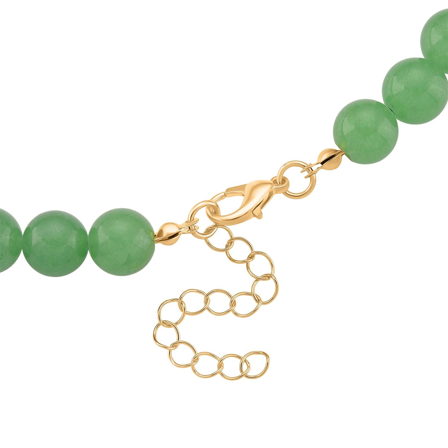 Grüner Aventurin Halskette, ca. 45 cm+3.75 cm Extender, vergoldet ca. 330.00 ct