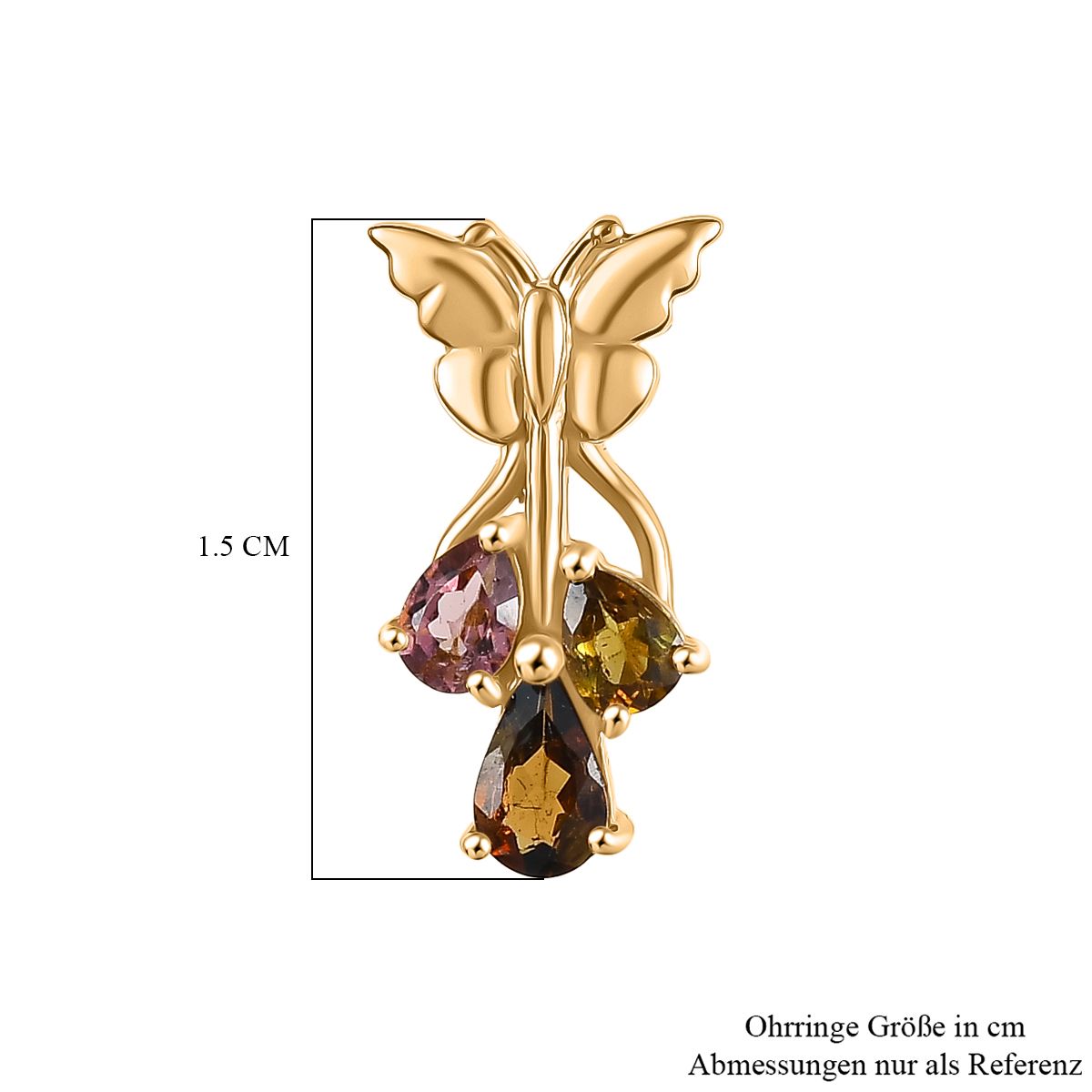 D joy Mehrfarbige-Turmalin Ohrringe 925 Silber 750 Gelb Vergoldet ca. 0.80 ct