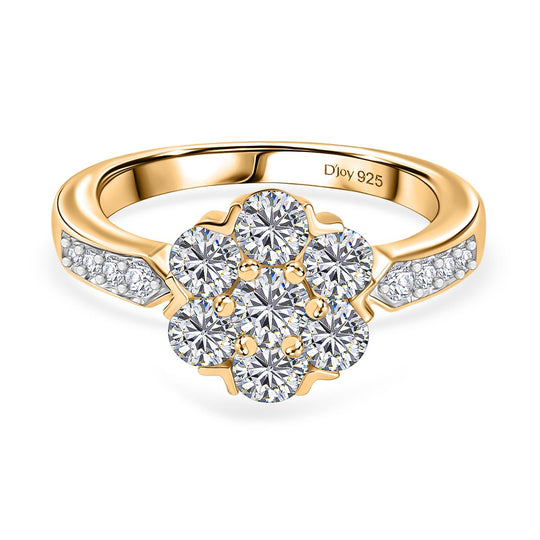 Moissanit Ring 925 Silber vergoldet (Größe 20.00) ca. 1,28 ct