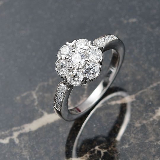 Moissanit Ring 925 Silber vergoldet (Größe 20.00) ca. 1,28 ct