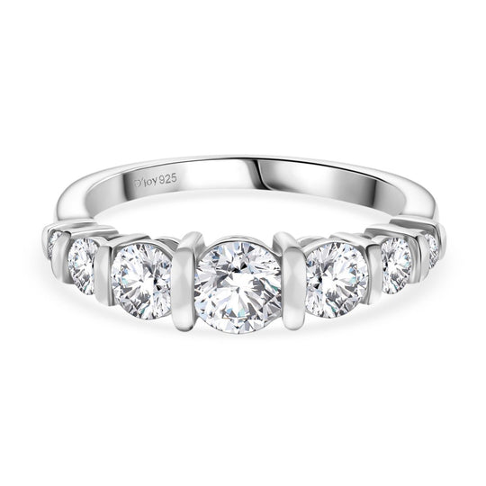 Moissanit Ring 925 Silber rhodiniert (Größe 21.00) ca. 1,12 ct