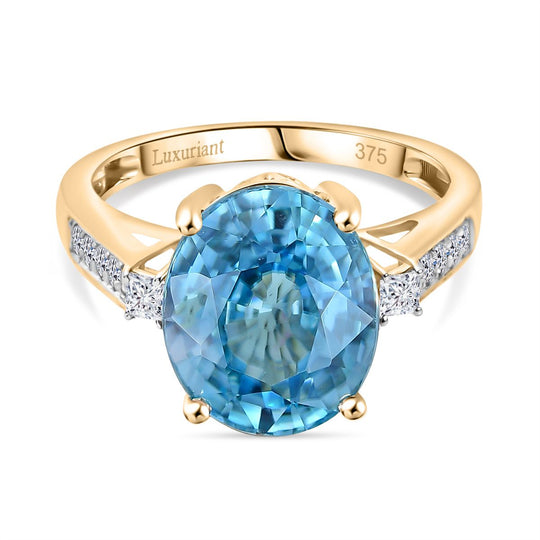AAA Blauer Zirkon, Lab Grown Diamant VS Ring 375 Gold (Größe 19.00) ca. 7.36 ct