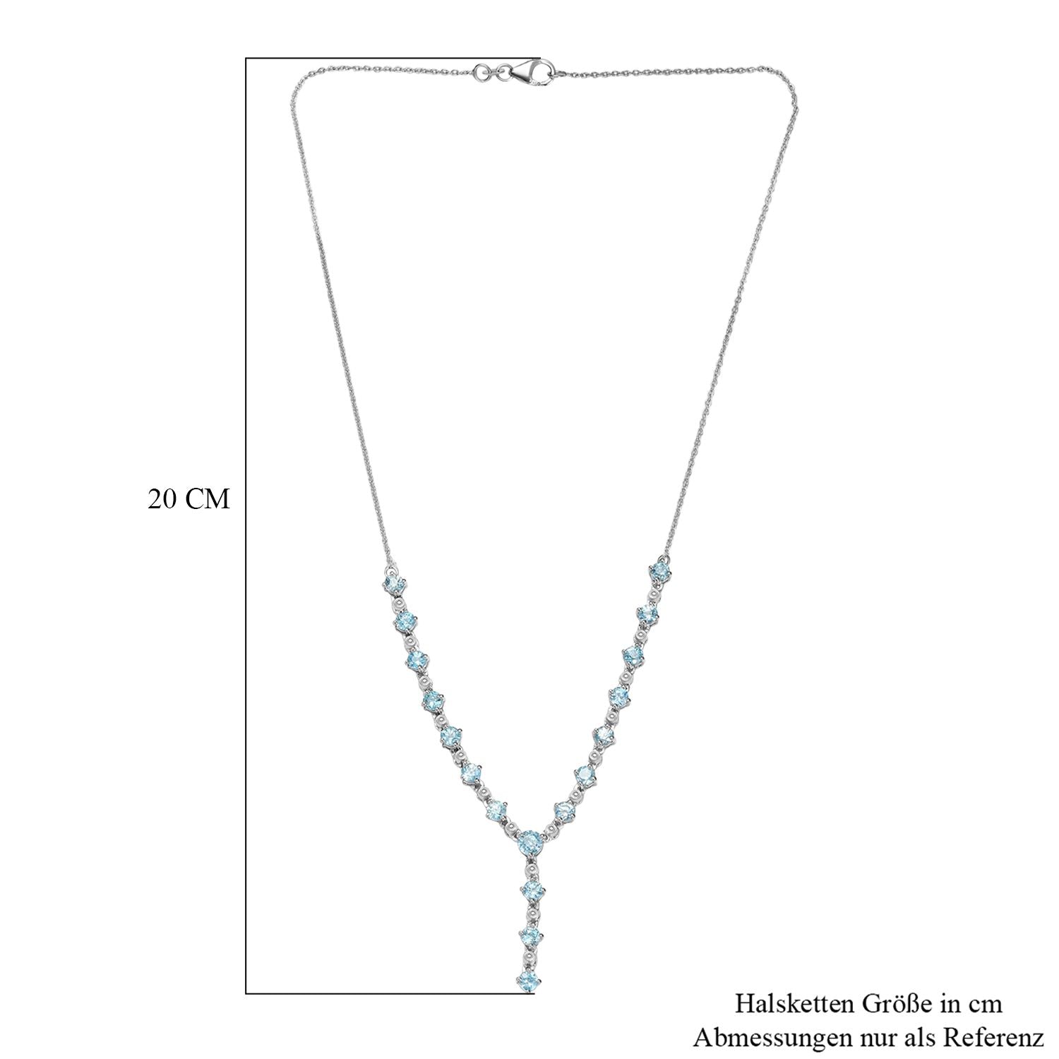 AA Blauer Zirkon Halskette ca. 45 cm 925 Silber rhodiniert ca. 7.87 ct