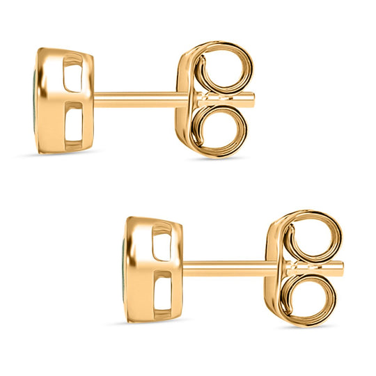 Kagem Sambischer Smaragd Ohrringe 925 Silber 750 Gelbgold Vermeil ca. 0.48 ct
