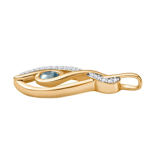 AA Blauer Zirkon, Weißer Zirkon Anhänger 925 Silber 750 Gelbgold Vermeil ca. 0.45 ct