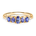 D’Joy Tansanit und Diamant Ring, 925 Silber vergoldet - 0,90 ct.