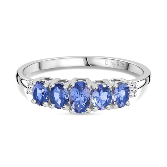 Tansanit Ring 925 Silber 750 Gelb Vergoldet (Größe 19.00) ca. 0.90 ct