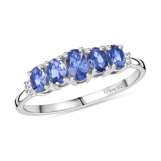 Tansanit Ring 925 Silber 750 Gelb Vergoldet (Größe 20.00) ca. 0.90 ct