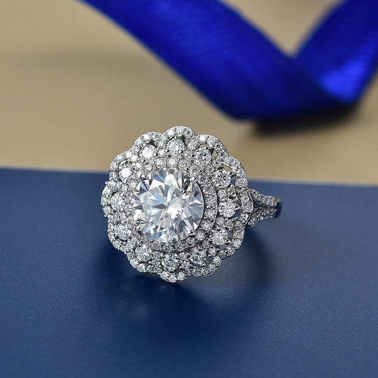 D'Joy Moissanit Ring 925 Silber rhodiniert (Größe 18.00) ca. 4.71 ct