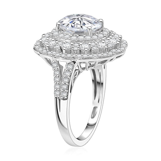 D'Joy Moissanit Ring 925 Silber rhodiniert (Größe 18.00) ca. 4.71 ct