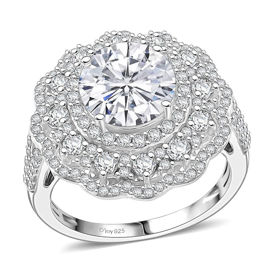 D'Joy Moissanit Ring 925 Silber rhodiniert (Größe 18.00) ca. 4.71 ct