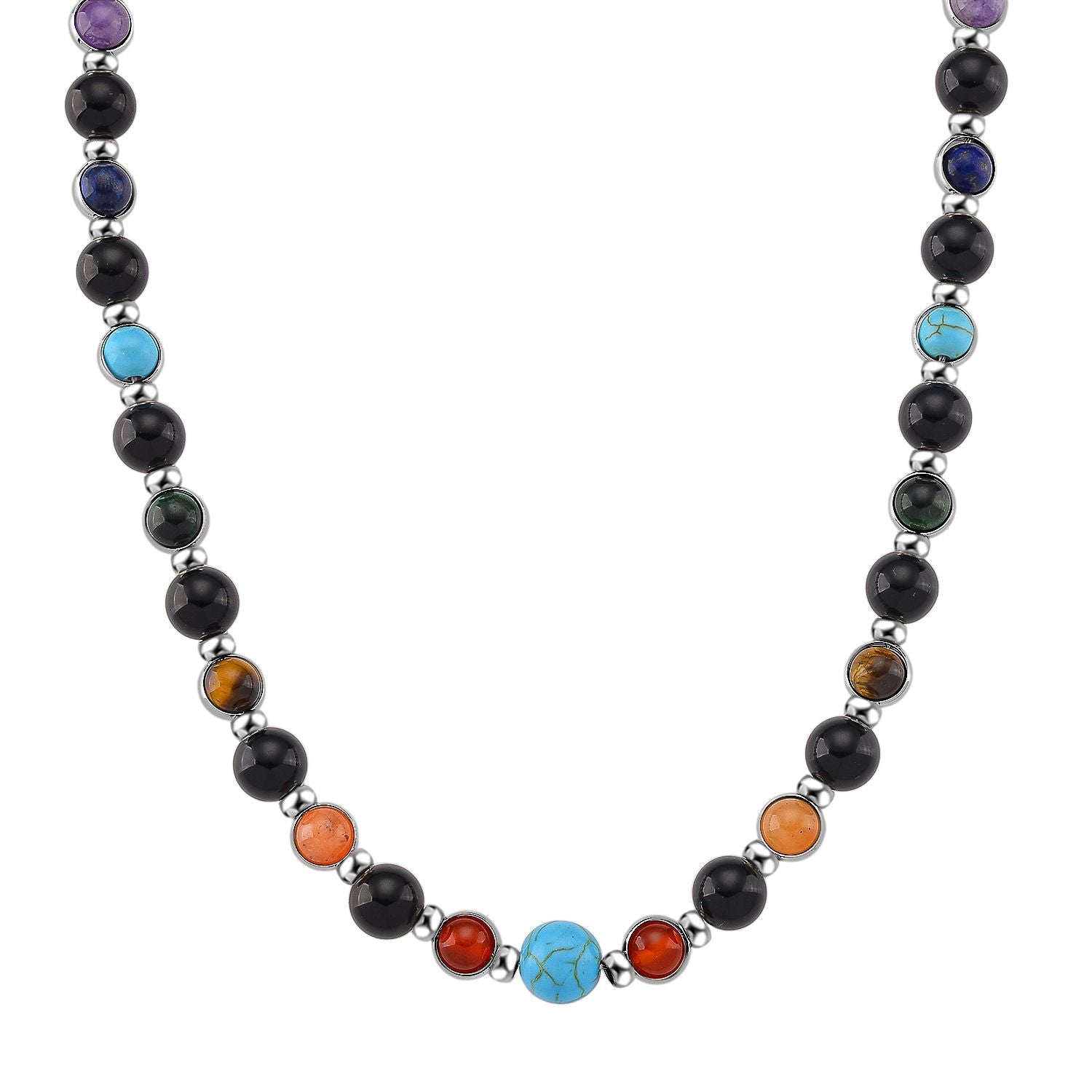 Mehrfarbige Edelsteine Chakra Halskette, ca. 45cm + 5cm Extender, ca. 213.00 ct