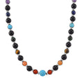 Mehrfarbige Edelsteine Chakra Halskette, ca. 45cm + 5cm Extender, ca. 213.00 ct