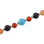 Mehrfarbige Edelsteine Chakra Halskette, ca. 45cm + 5cm Extender, ca. 213.00 ct