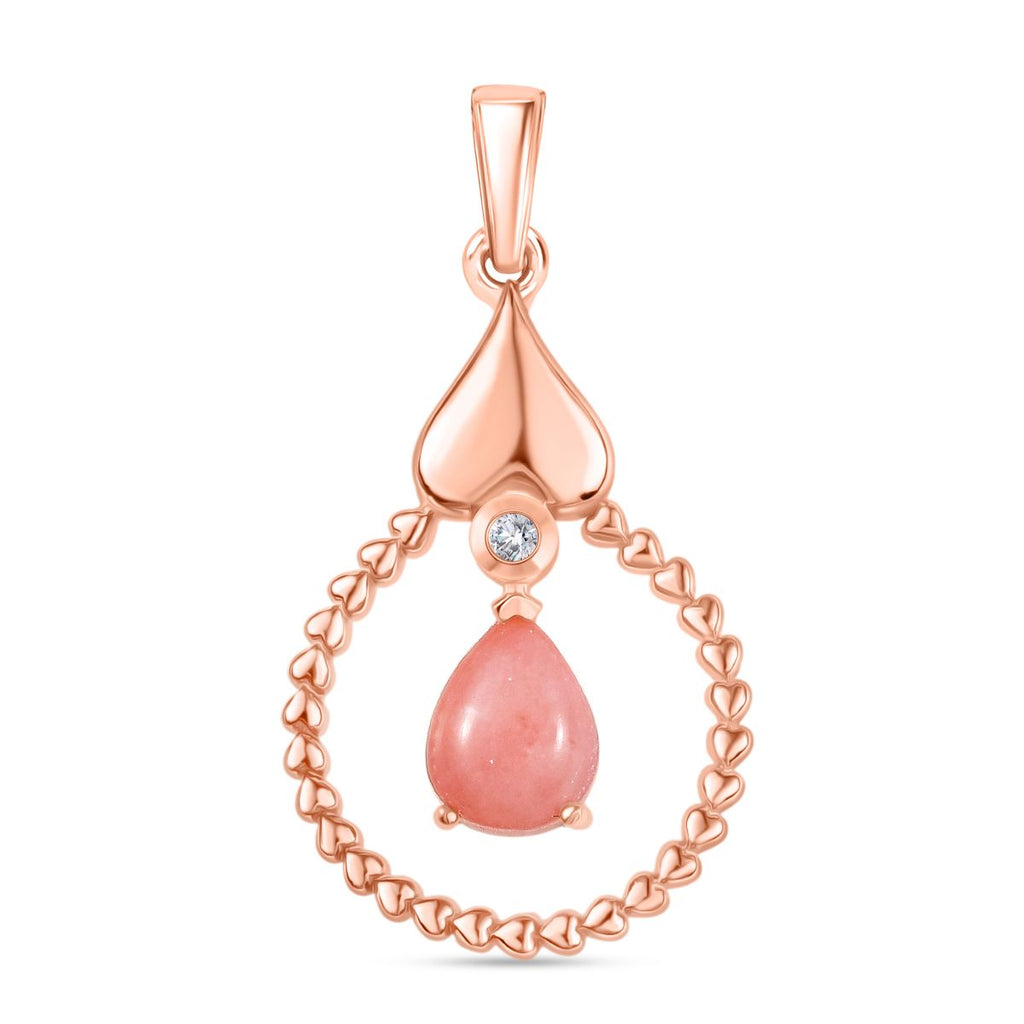 Herzklang - D joy AA Vinicunca-Peruanischer Opal, Weißer Zirkon Anhänger 925 Silber 750 rosévergoldet ca. 1.18 ct