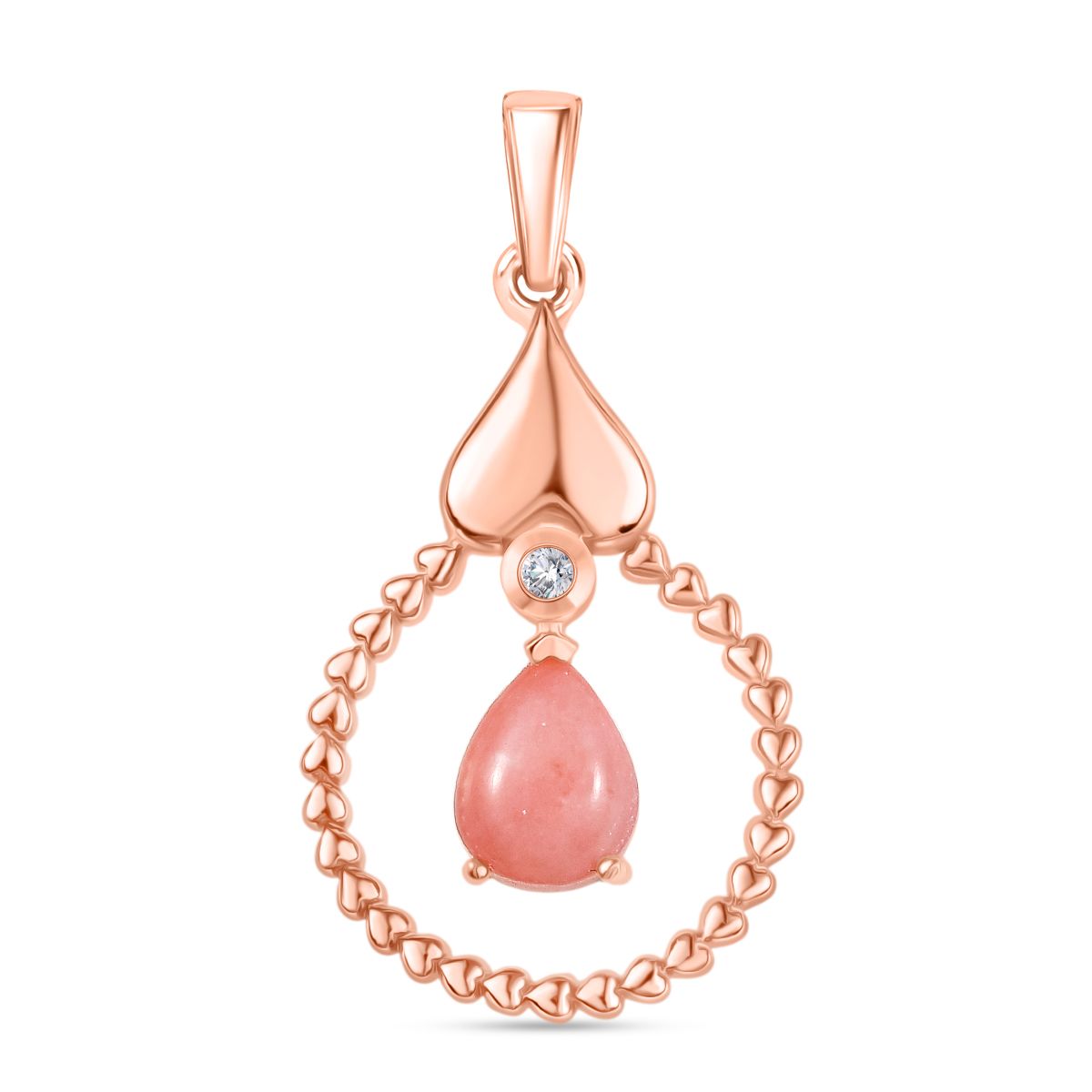 Herzklang - D joy AA Vinicunca-Peruanischer Opal, Weißer Zirkon Anhänger 925 Silber 750 rosévergoldet ca. 1.18 ct
