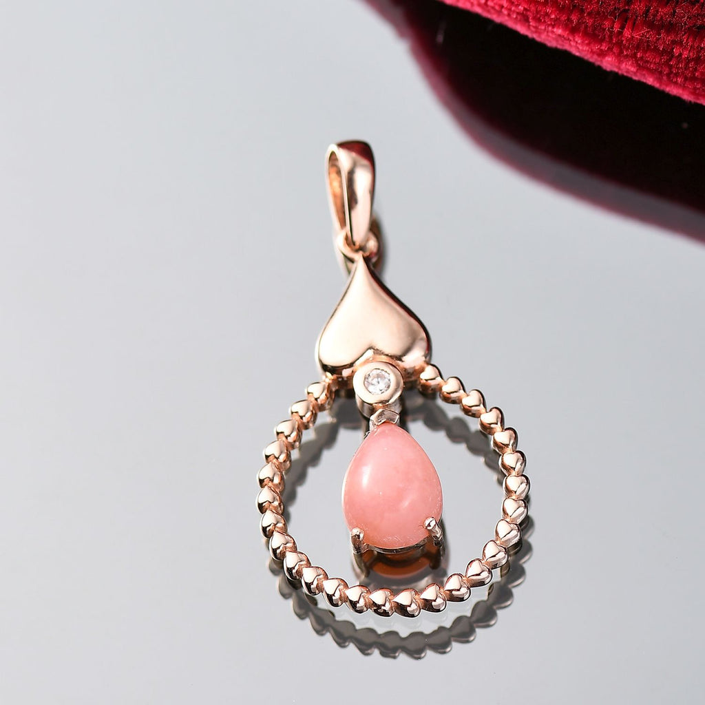 Herzklang - D joy AA Vinicunca-Peruanischer Opal, Weißer Zirkon Anhänger 925 Silber 750 rosévergoldet ca. 1.18 ct