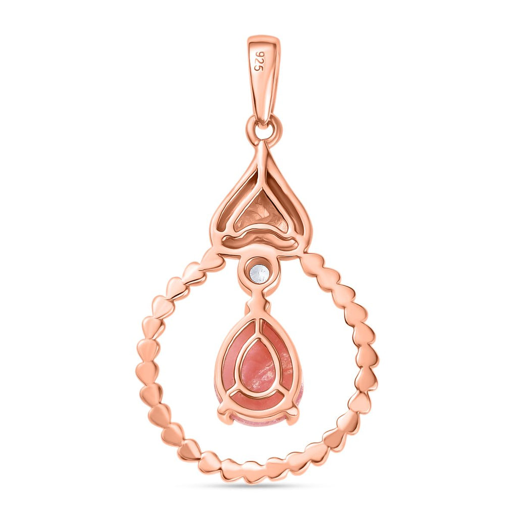 Herzklang - D joy AA Vinicunca-Peruanischer Opal, Weißer Zirkon Anhänger 925 Silber 750 rosévergoldet ca. 1.18 ct