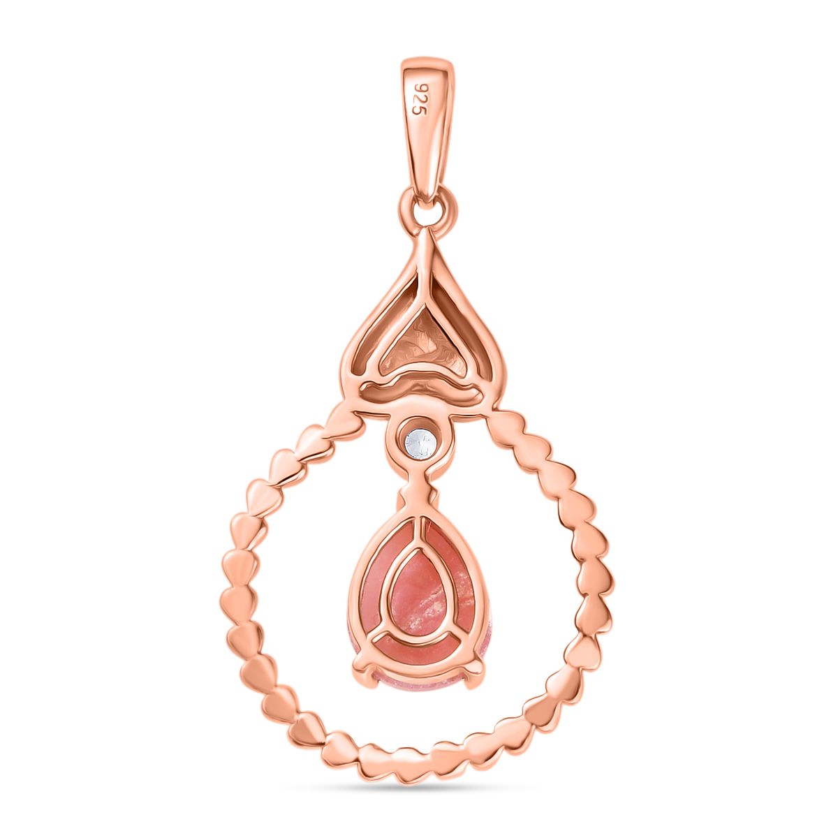 Herzklang - D joy AA Vinicunca-Peruanischer Opal, Weißer Zirkon Anhänger 925 Silber 750 rosévergoldet ca. 1.18 ct