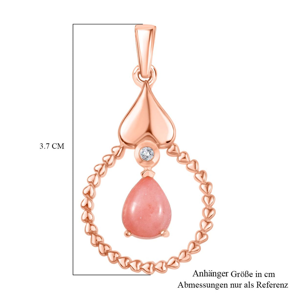 Herzklang - D joy AA Vinicunca-Peruanischer Opal, Weißer Zirkon Anhänger 925 Silber 750 rosévergoldet ca. 1.18 ct