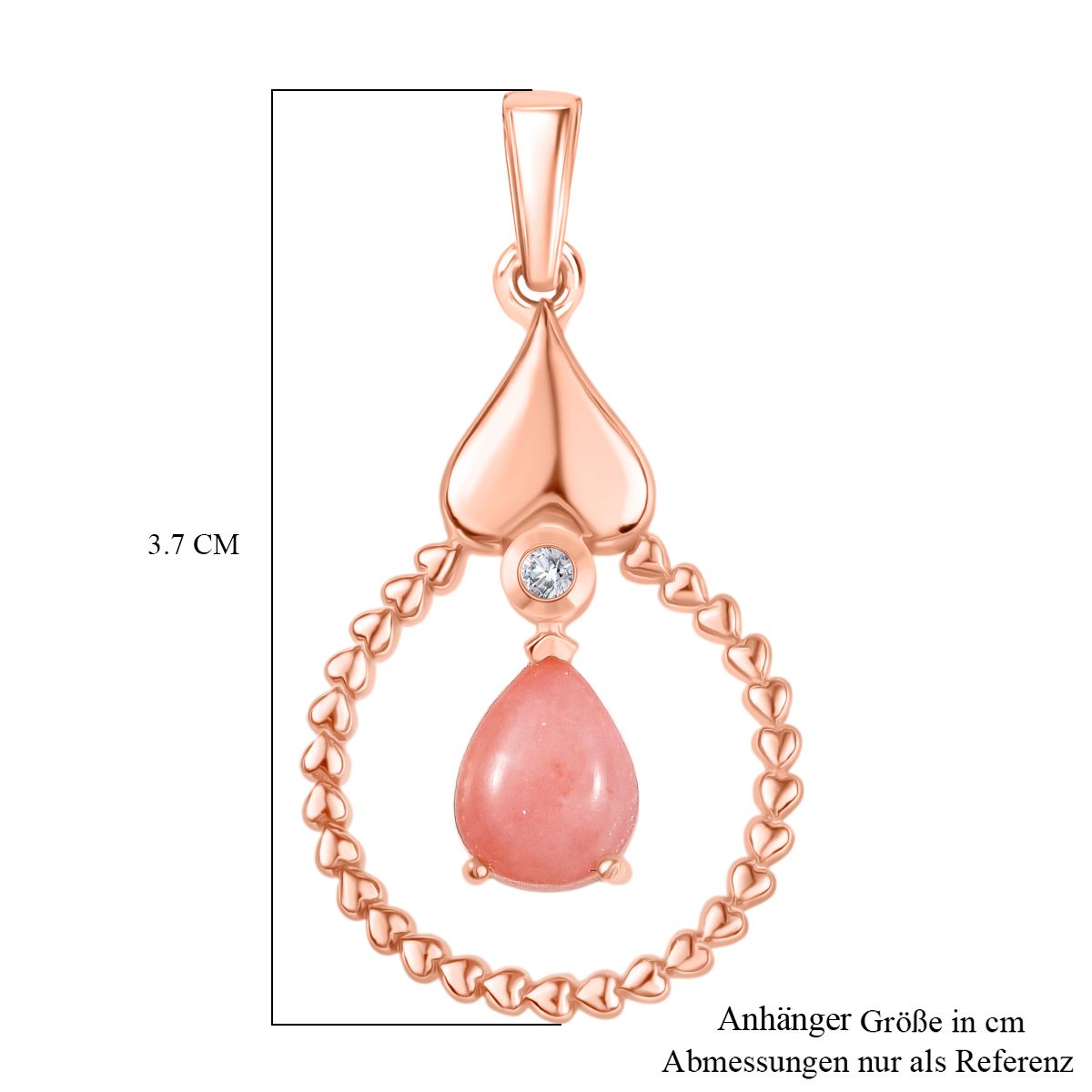 Herzklang - D joy AA Vinicunca-Peruanischer Opal, Weißer Zirkon Anhänger 925 Silber 750 rosévergoldet ca. 1.18 ct