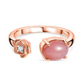 Herzklang - D joy AA Vinicunca-Peruanischer Opal, Weißer Zirkon Ring 925 Silber 750 rosévergoldet (Größe 16.00) ca. 1,22 ct