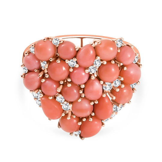 D'Joy AA Vinicunca peruanischer rosa Opal und Zirkon Ring, 925 Silber 750 rosévergoldet - 3,37 ct.