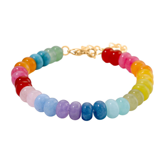 Rosa Quarzit Armband, ca. 18cm mit 5cm extender, goldfarben, ca. 80.00 ct