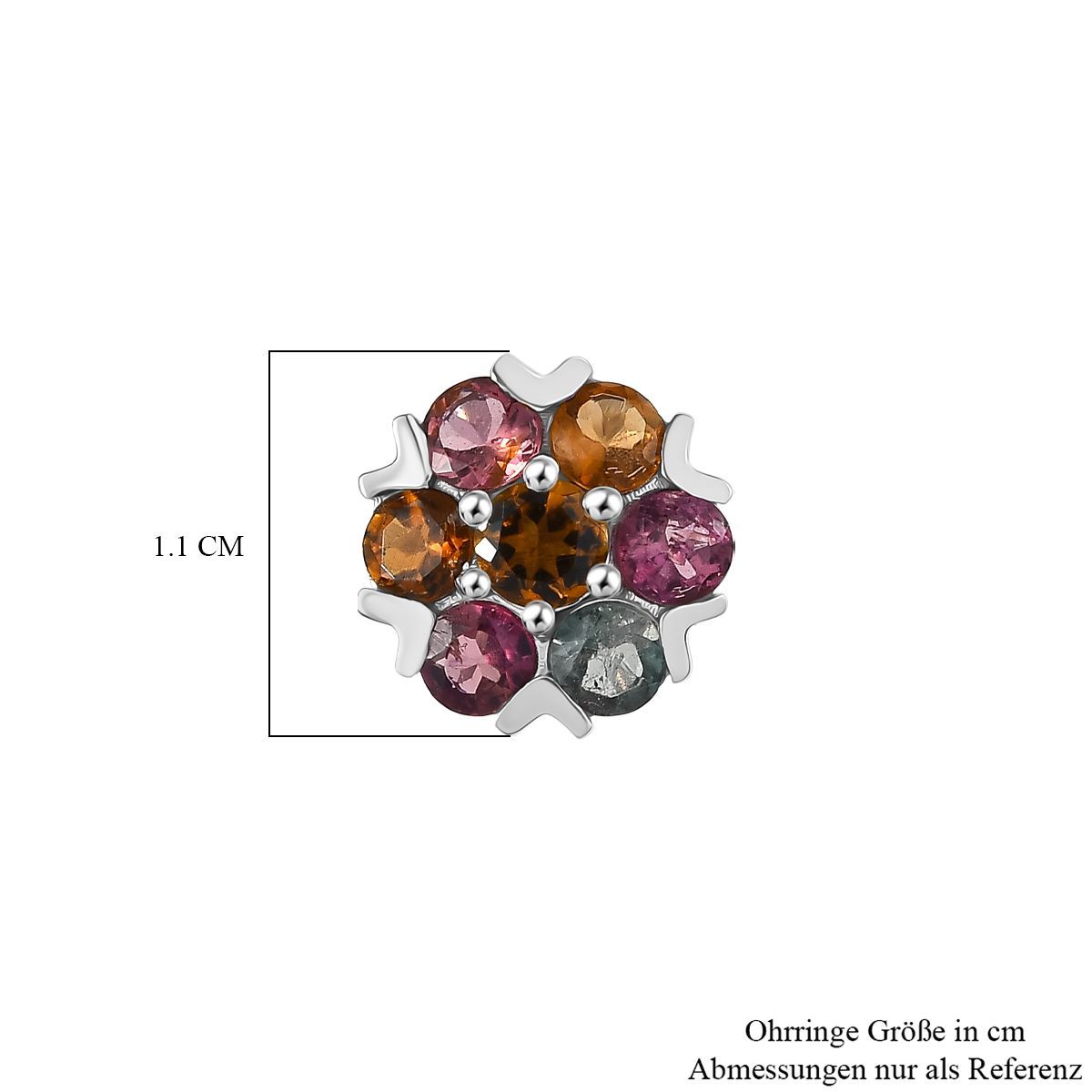 D joy Mehrfarbige-Turmalin Ohrringe, 925 Silber platiniert ca. 1.98 ct