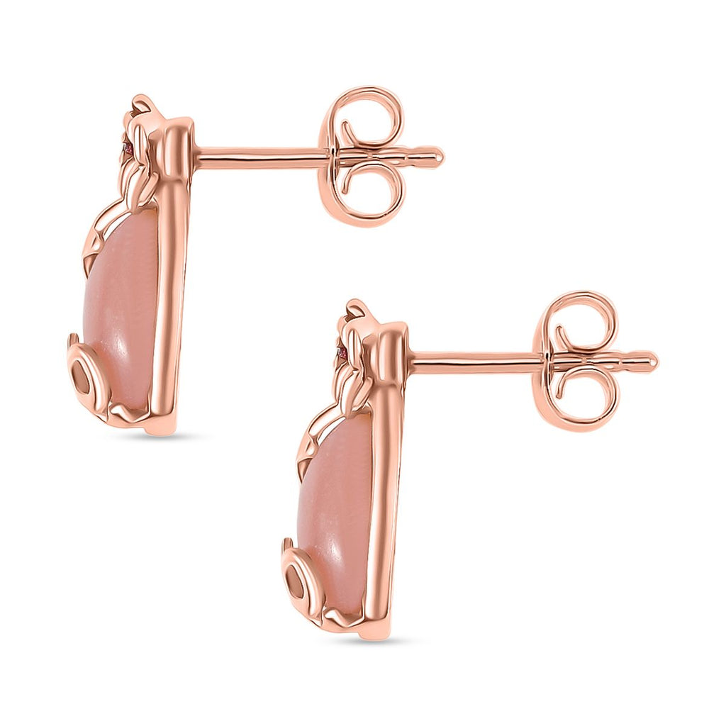 Herzklang - D joy AA Vinicunca-Peruanischer Opal, Lotus Granat Ohrringe 925 Silber 750 rosévergoldet ca. 2.27 ct