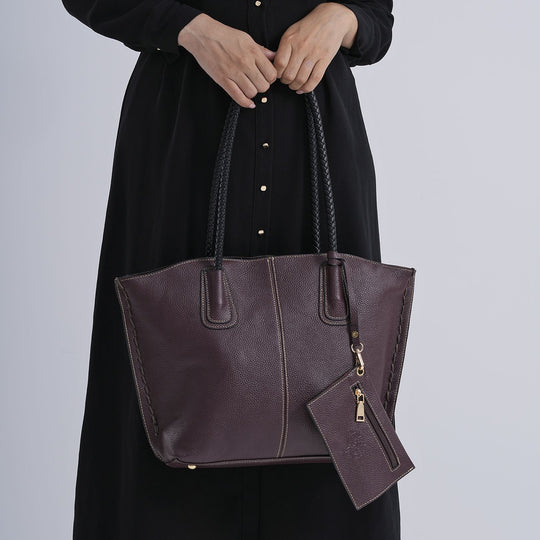 2er-Set Echtleder-Shopper, stilvolle Handtaschen mit passendem Reißverschluss-Etui, Petrolblau