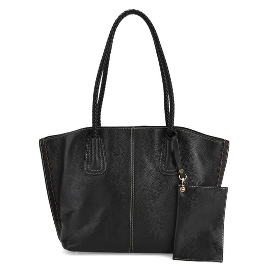 2er-Set Echtleder-Shopper, stilvolle Handtaschen mit passendem Reißverschluss-Etui, Petrolblau