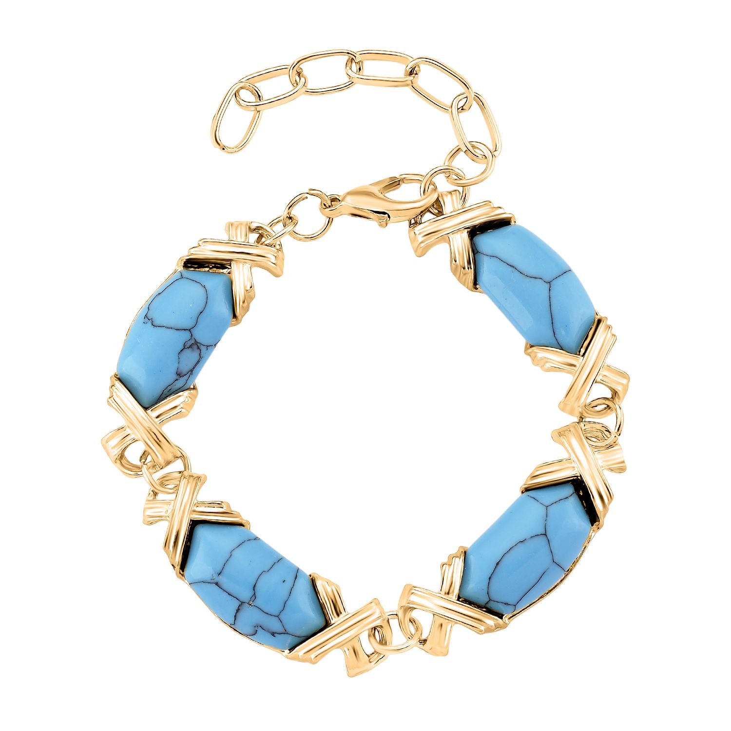 Blauer Howlit Armband, ca. 15.25 cm + 5 cm Extender, gelb vergoldet ca. 65.00 ct