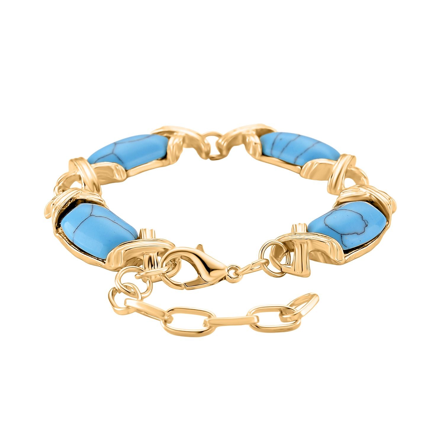 Blauer Howlit Armband, ca. 15.25 cm + 5 cm Extender, gelb vergoldet ca. 65.00 ct