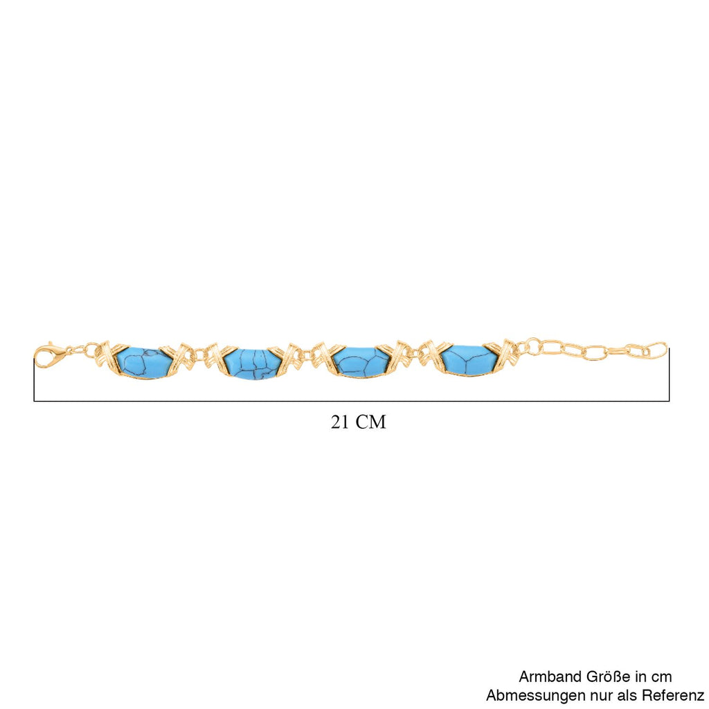 Blauer Howlit Armband, ca. 15.25 cm + 5 cm Extender, gelb vergoldet ca. 65.00 ct